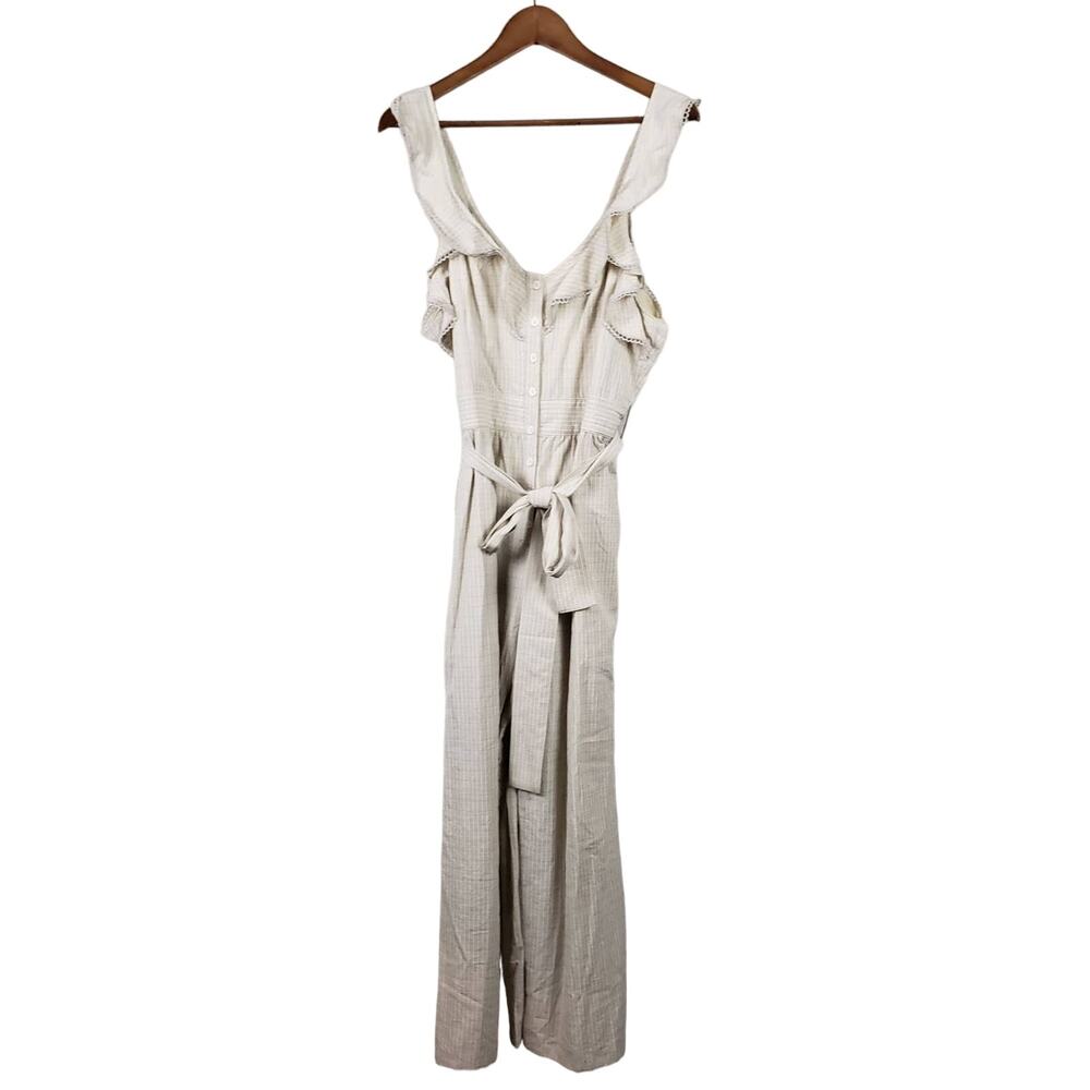 NEW! Listicle Jumpsuit Belted Ruffle Neck - L